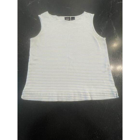 Dockers ladies white / baby blue stripe sleeeless tank 100% Cotton LG - Picture 1 of 6